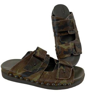 Gentle Souls Skip Rock Camo Calf Hair Leather Slip On Sandals Size 8
